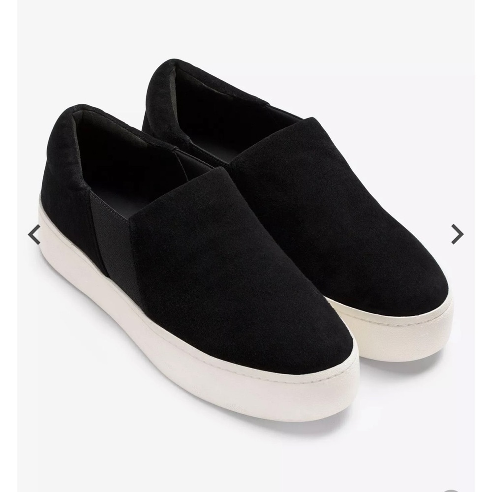 Vince Suede Warren Black Slip-On Sneakers Double Thick Rubber Platform Size 8